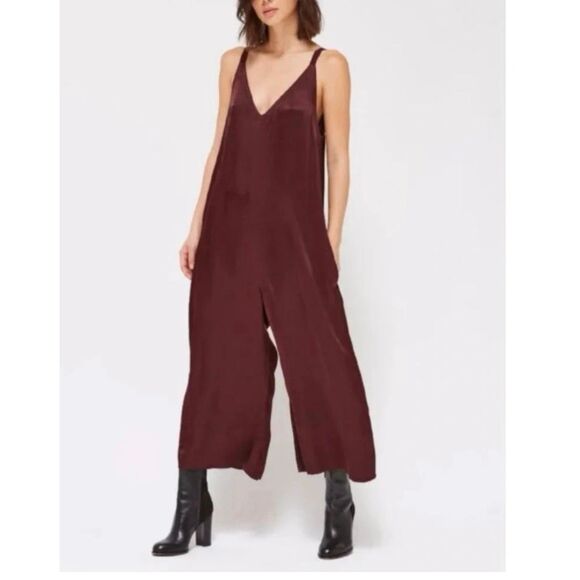 LACAUSA Pants - Lacausa NWT Santi burgundy wide leg jumpsuit